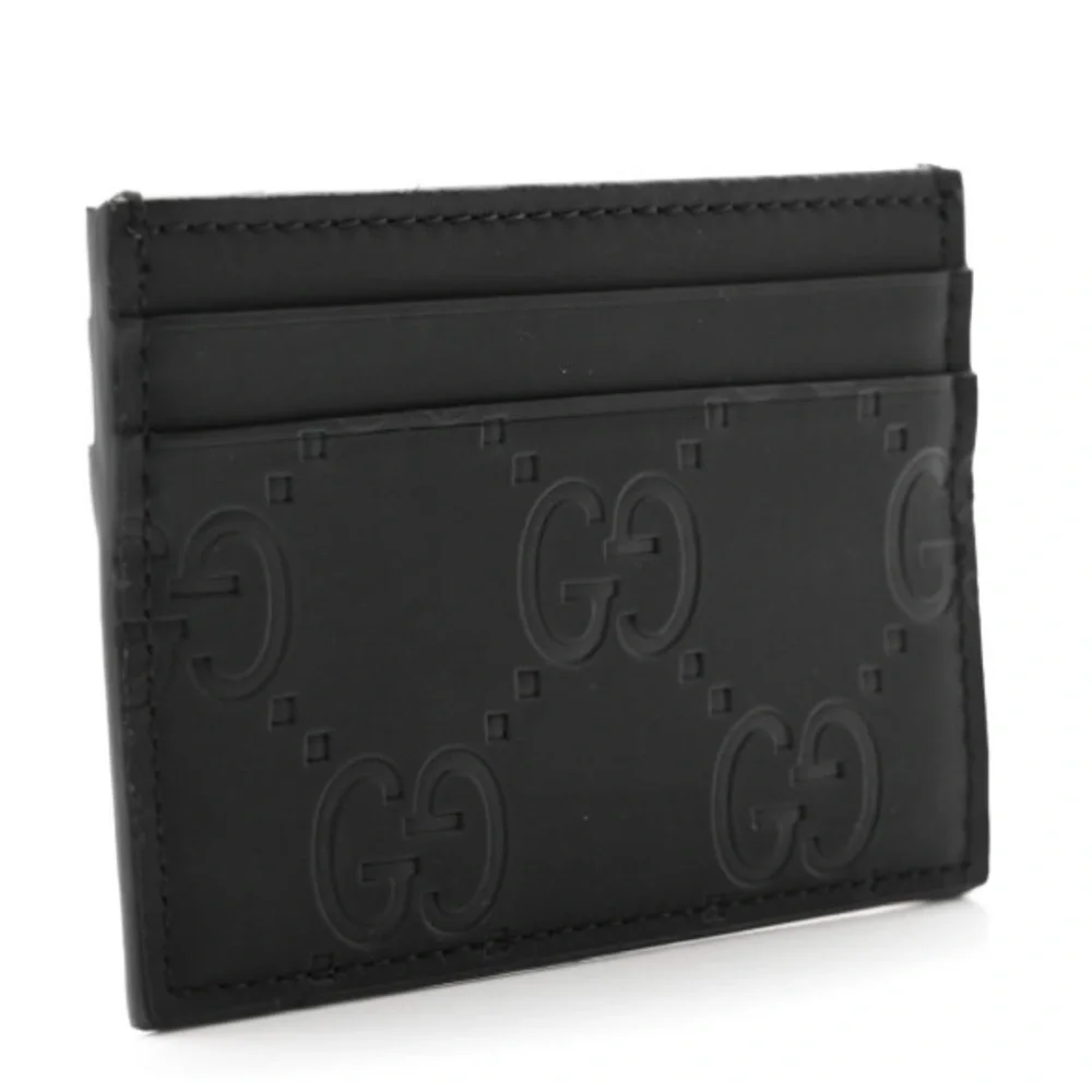 GUCCI Rubber Effect GG Embossed Card Holder Black - Picture 4 of 9